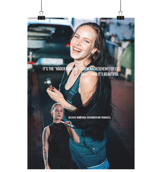 Werkstattposter - Räder nachziehen  - Poster Din A3 (hoch)